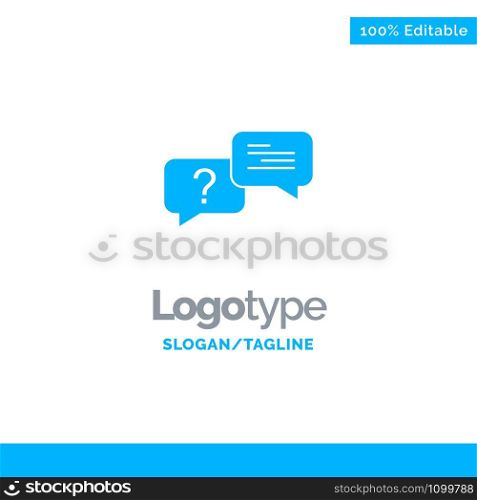 Chat, Bubble, Popup, Message Blue Solid Logo Template. Place for Tagline
