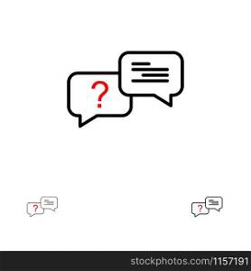 Chat, Bubble, Popup, Message Bold and thin black line icon set