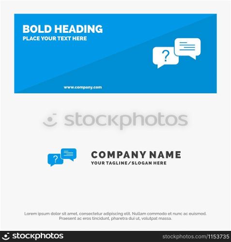 Chat, Bubble, Popup, Message SOlid Icon Website Banner and Business Logo Template