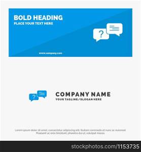 Chat, Bubble, Popup, Message SOlid Icon Website Banner and Business Logo Template