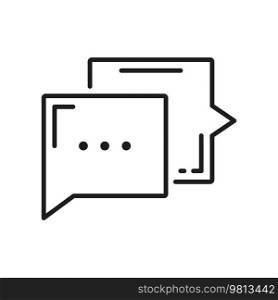 Chat bubble, speak dialogue balloon isolated social sms outline sign. Vector discussion shape message box, chatting balloon comment sign. Memo chatbox bubble, outline message box frame