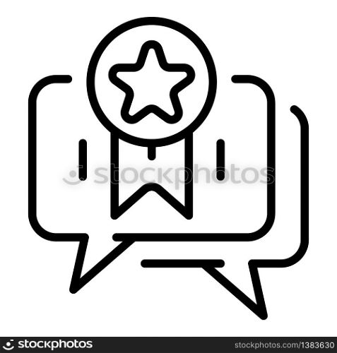 Chat bubbles and reward icon. Outline chat bubbles and reward vector icon for web design isolated on white background. Chat bubbles and reward icon, outline style