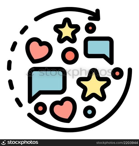Chat bubbles and stickers icon. Outline chat bubbles and stickers vector icon color flat isolated. Chat bubbles and stickers icon color outline vector