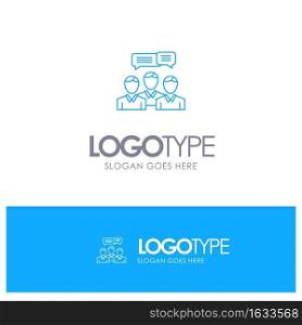 Chat, Business, Consulting, Dialog, Meeting, Online Blue outLine Logo with place for tagline