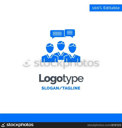 Chat, Business, Consulting, Dialog, Meeting, Online Blue Solid Logo Template. Place for Tagline