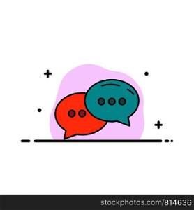 Chat, Chatting, Conversation, Dialogue Business Flat Line Filled Icon Vector Banner Template