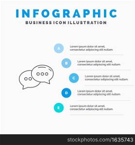 Chat, Chatting, Conversation, Dialogue Line icon with 5 steps presentation infographics Background