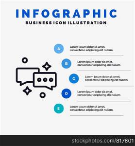 Chat, Chatting, Mail, Email Line icon with 5 steps presentation infographics Background