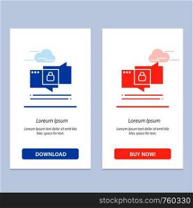 Chat, Chatting, Security, Secure Blue and Red Download and Buy Now web Widget Card Template