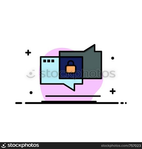 Chat, Chatting, Security, Secure Business Flat Line Filled Icon Vector Banner Template