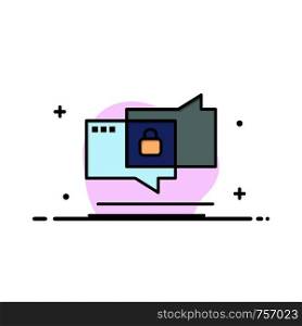Chat, Chatting, Security, Secure Business Flat Line Filled Icon Vector Banner Template