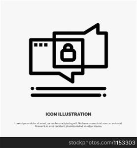 Chat, Chatting, Security, Secure Line Icon Vector
