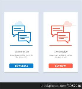 Chat, Comment, Message, Education Blue and Red Download and Buy Now web Widget Card Template