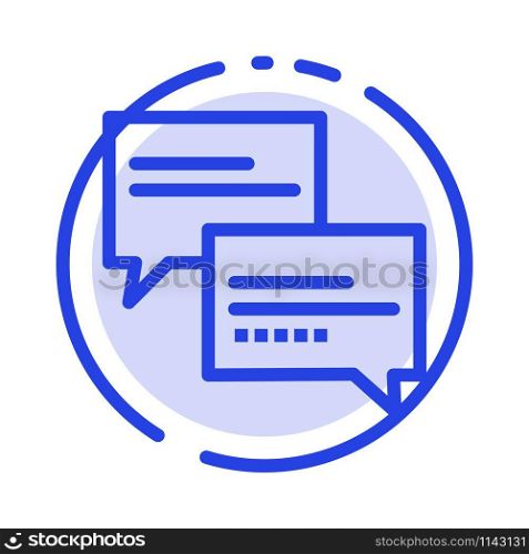 Chat, Comment, Message, Education Blue Dotted Line Line Icon