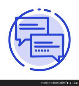 Chat, Comment, Message, Education Blue Dotted Line Line Icon