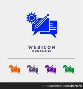 chat, communication, discussion, setting, message 5 Color Glyph Web Icon Template isolated on white. Vector illustration. Vector EPS10 Abstract Template background