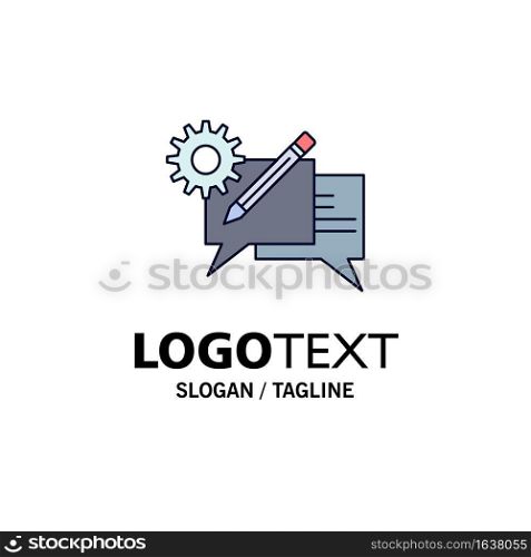 chat, communication, discussion, setting, message Flat Color Icon Vector