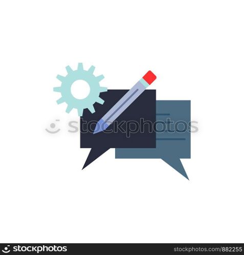 chat, communication, discussion, setting, message Flat Color Icon Vector