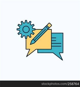 chat, communication, discussion, setting, message Flat Icon. green and Yellow sign and symbols for website and Mobile appliation. vector illustration