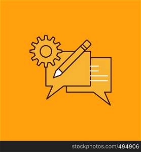 chat, communication, discussion, setting, message Flat Line Filled Icon. Beautiful Logo button over yellow background for UI and UX, website or mobile application. Vector EPS10 Abstract Template background