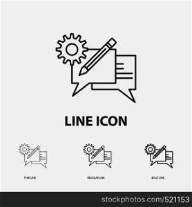 chat, communication, discussion, setting, message Icon in Thin, Regular and Bold Line Style. Vector illustration. Vector EPS10 Abstract Template background