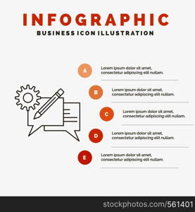 chat, communication, discussion, setting, message Infographics Template for Website and Presentation. Line Gray icon with Orange infographic style vector illustration. Vector EPS10 Abstract Template background