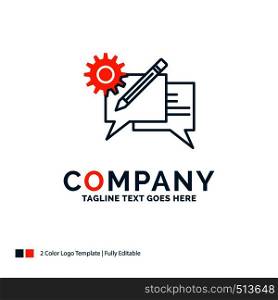 chat, communication, discussion, setting, message Logo Design. Blue and Orange Brand Name Design. Place for Tagline. Business Logo template.