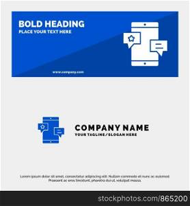 Chat, Community, Media, Network, Promotion SOlid Icon Website Banner and Business Logo Template