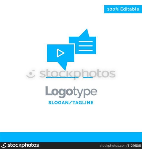 Chat, Connection, Marketing, Messaging, Speech Blue Solid Logo Template. Place for Tagline