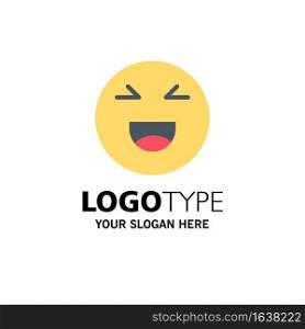 Chat, Emojis, Smile, Happy Business Logo Template. Flat Color