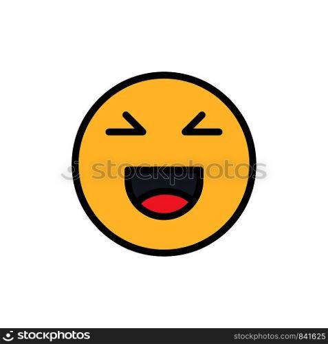 Chat, Emojis, Smile, Happy Flat Color Icon. Vector icon banner Template