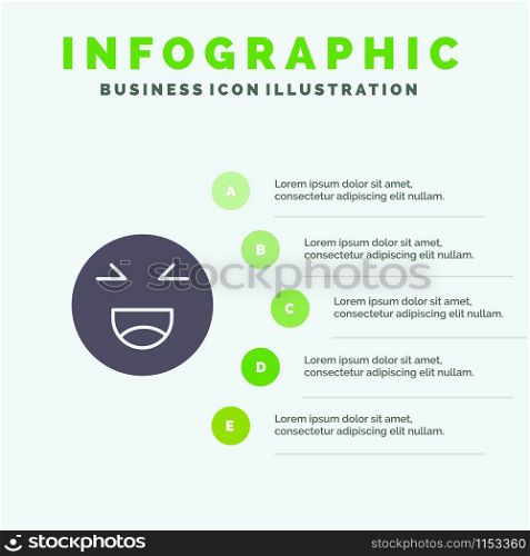 Chat, Emojis, Smile, Happy Solid Icon Infographics 5 Steps Presentation Background