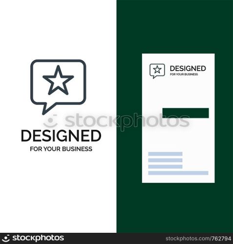 Chat, Favorite, Message, Star Grey Logo Design and Business Card Template