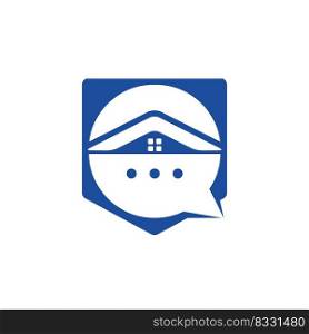Chat home vector logo design. Online chat house vector logo design concept. 