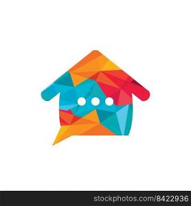 Chat home vector logo design. Speak home logo design template. 
