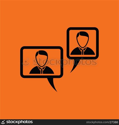 Chat icon. Orange background with black. Vector illustration.