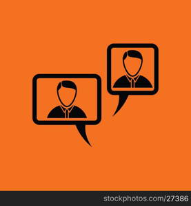 Chat icon. Orange background with black. Vector illustration.