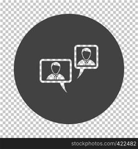Chat icon. Subtract stencil design on tranparency grid. Vector illustration.
