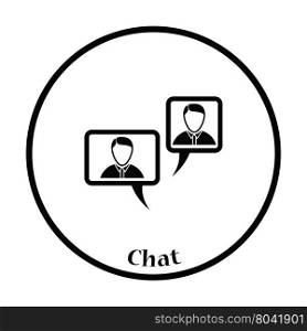 Chat icon. Thin circle design. Vector illustration.