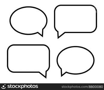 Chat icons, vector. Chat icons are round and rectangular in white with a black outline.