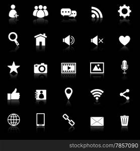 Chat icons with reflect on black background, stock vector