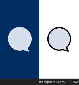 Chat, Instagram, Interface Icons. Flat and Line Filled Icon Set Vector Blue Background