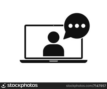 Chat laptop vector icon isolated. Web isolated sign. Technology chat service. EPS 10