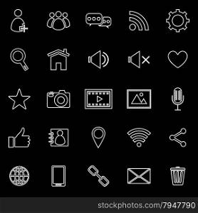 Chat line icons on black background, stock vector