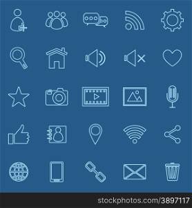 Chat line icons on blue background, stock vector