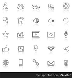 Chat line icons with reflect on white, stock vector