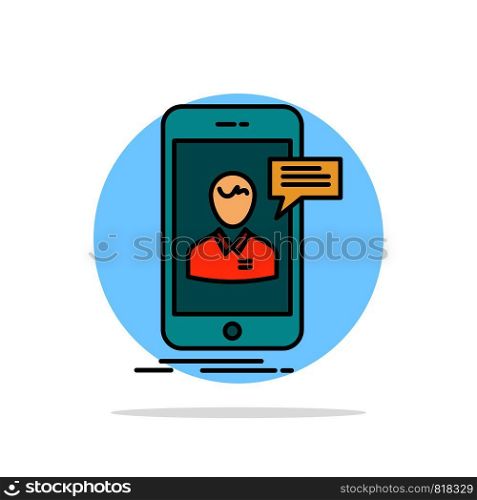 Chat, Live Chat, Meeting, Mobile, Online Conversation Abstract Circle Background Flat color Icon