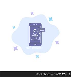 Chat, Live Chat, Meeting, Mobile, Online Conversation Blue Icon on Abstract Cloud Background