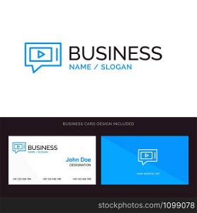 Chat, Live, Video, Service Blue Business logo and Business Card Template. Front and Back Design