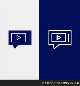 Chat, Live, Video, Service Line and Glyph Solid icon Blue banner Line and Glyph Solid icon Blue banner
